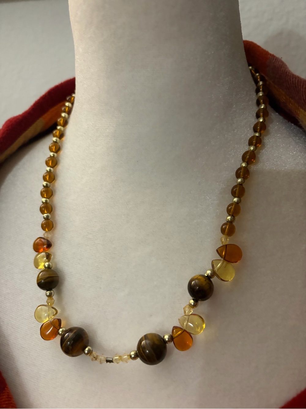 Vintage Amber Beaded Necklace Unbranded